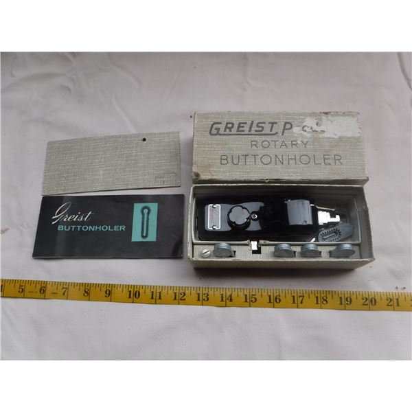 Vintage Greist Rotary Button Holer With Box