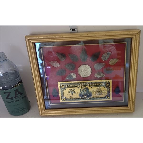 Framed Plains Indians Arrow Heads +