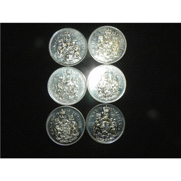 Lot of 6 Canada | 50 Cent Pieces