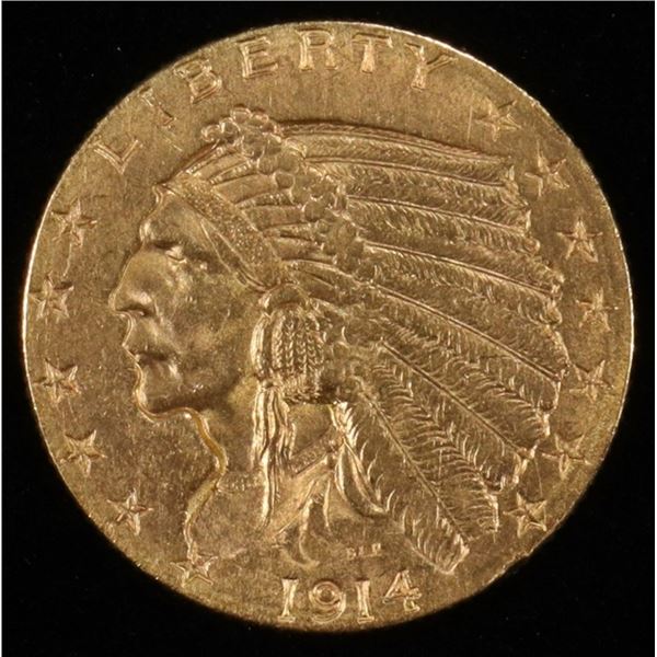 1914-D $2.5 GOLD INDIAN CH/GEM BU