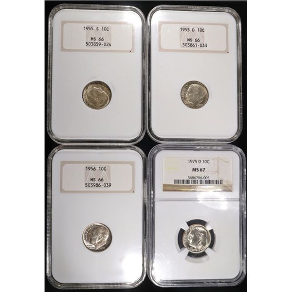 (4) NGC GRADED ROOSEVELT DIMES