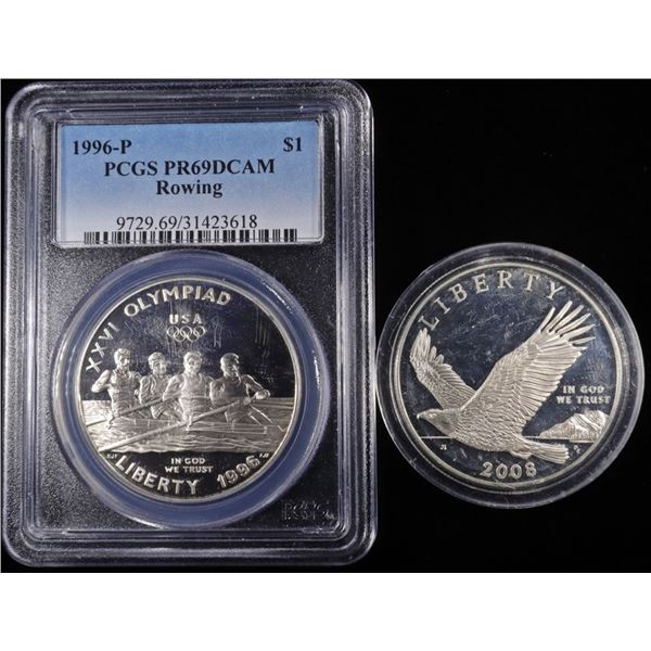 1996-P & 2008-P SILVER $1 COMMEMS PROOF