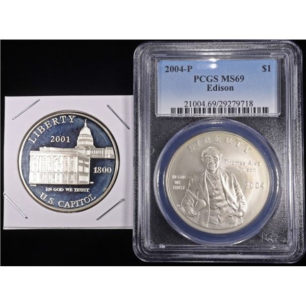 2001-P & 2004-P SILVER $1 COMMEMS