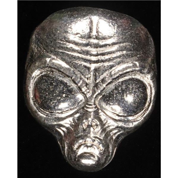 (1) 2 OZ .999 SILVER ALIEN HEAD W/ UFO BAG