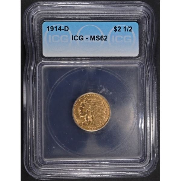 1914-D $2.5 GOLD INDIAN ICG MS-62