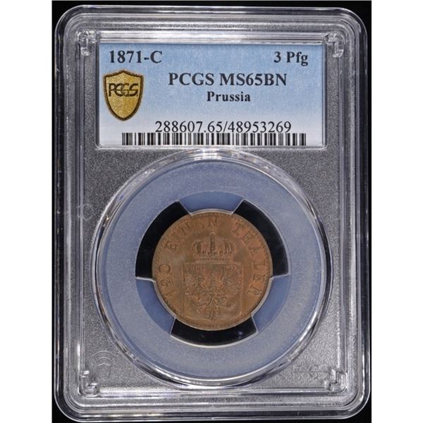 1871-C PRUSSIA 3 PFG PCGS MS65 BN