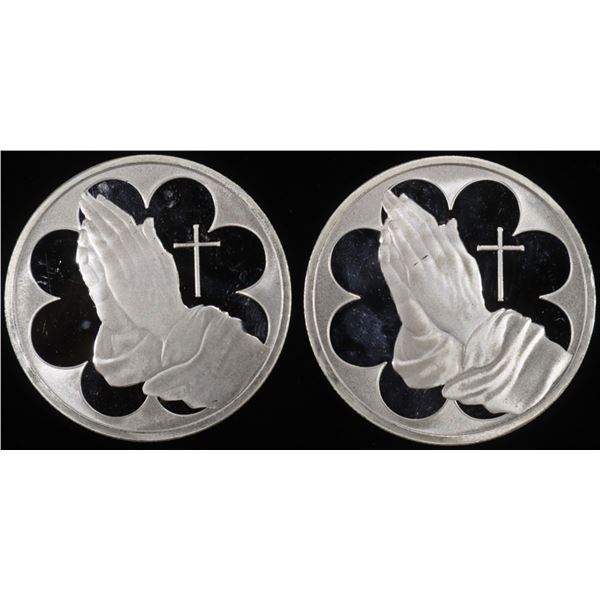 (2) 1 OZ .999 SILVER PRAYING HANDS ROUNDS