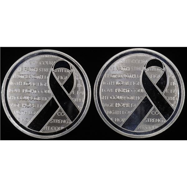 (2) 1 OZ .999 SILVER AWARENESS RIBBON ROUNDS