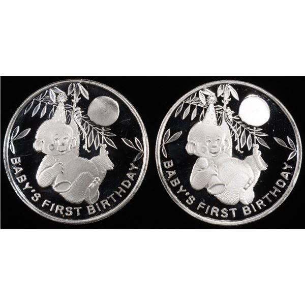 (2) 1 OZ .999 SILVER 2024 BABY'S FIRST BDAY ROUNDS