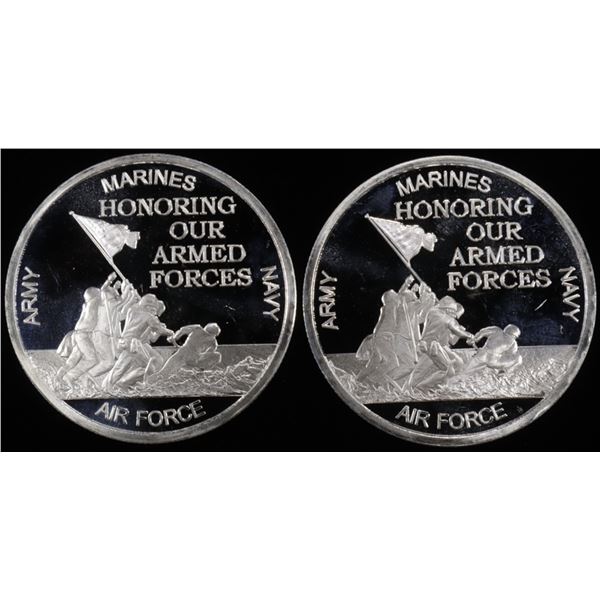 (2) 1 OZ .999 SILVER ARMED FORCES ROUNDS