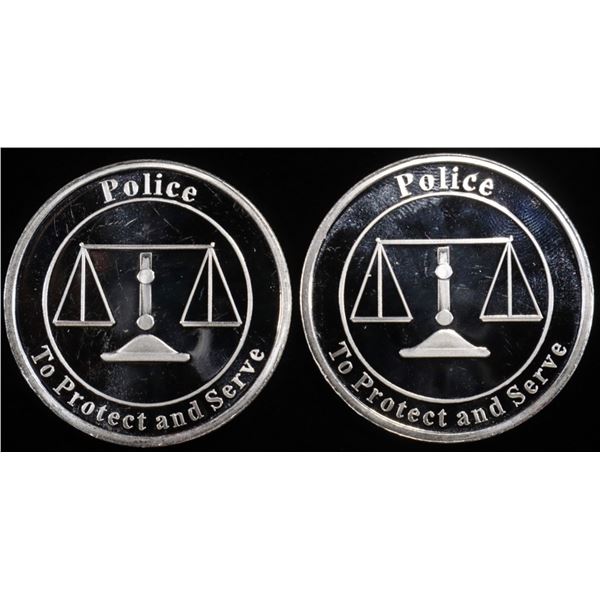 (2) 1 OZ .999 SILVER POLICE ROUNDS