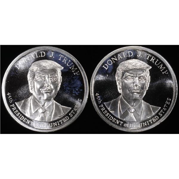 (2) 1 OZ .999 SILVER DONALD TRUMP ROUNDS