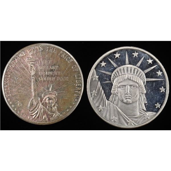 (2) 1 OZ .999 SILVER STATUE OF LIBERTY ROUNDS