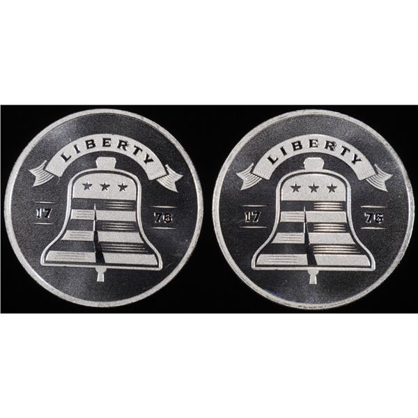 (2) 1 OZ .999 SILVER LIBERTY BELL ROUNDS