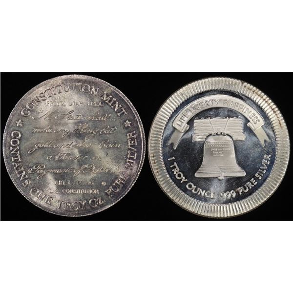 (2) 1 OZ .999 SILVER ROUNDS