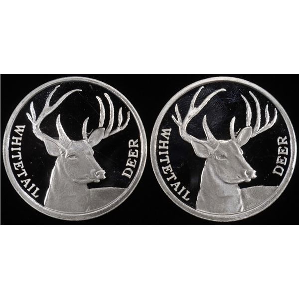 (2) 1 OZ .999 SILVER WHITETAIL DEER ROUNDS