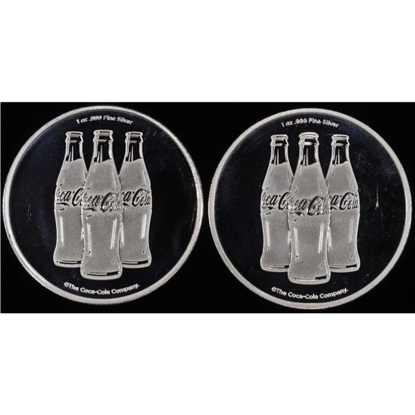 (2) 1 OZ .999 SILVER COCA-COLA ROUNDS