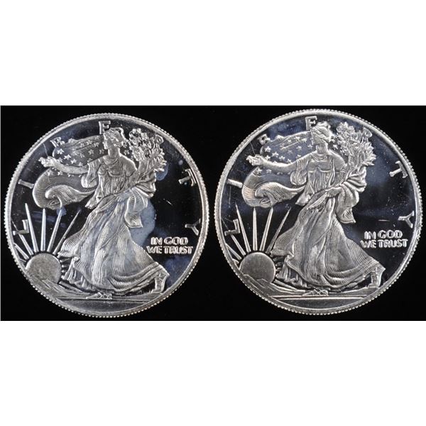 (2) 1 OZ .999 SILVER WALKING LIBERTY DESIGN ROUND