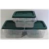 Image 1 : 3PK- 2 QT CLEAR POLY SQUARE FOOD STORAGE CONTAINER