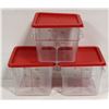 Image 1 : 3PK -6 QT CLEAR POLY SQUARE FOOD STORAGE CONTAINER