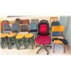 Image 2 : 18 ASSORTED CHAIRS, 7 STOOLS, & BOX OF ASSORTED CUSHIONS