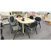 Image 1 : MAPLE 60" OVAL CONFERENCE TABLE WITH 8 BLACK PLASTIC / METAL STACKING CHAIRS
