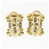 Image 5 : 18k Yellow & White Gold 0.20 ctw Round Diamond Open Huggie Cuff Omega Earrings