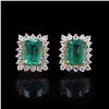 Image 1 : 2.99 ctw Emerald and 0.66 ctw Diamond 18K Yellow Gold Earrings