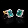 Image 2 : 2.99 ctw Emerald and 0.66 ctw Diamond 18K Yellow Gold Earrings