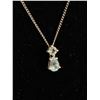 Image 2 : Sterling Silver w/ Aquamarine and White Saphire Stones Pendant and Chain Necklace