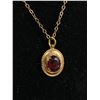 Image 2 : Vintage Gold w/ Dark Red Stone Pendant and Chain Necklace