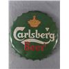 Image 2 : 3 Metal Beverage Signs - 15" Diam. Carlsberg Beer, 10" x 16" Pepsi & 12.5" x 16" Coca-Cola