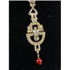 Image 2 : Lovely Silver Plated w/ Rhinestones Art Deco Design Necklace