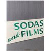 Image 2 : Custom Made Metal "Coca-Cola Soda And Films" Sign. Approx. 9.5" x 36"