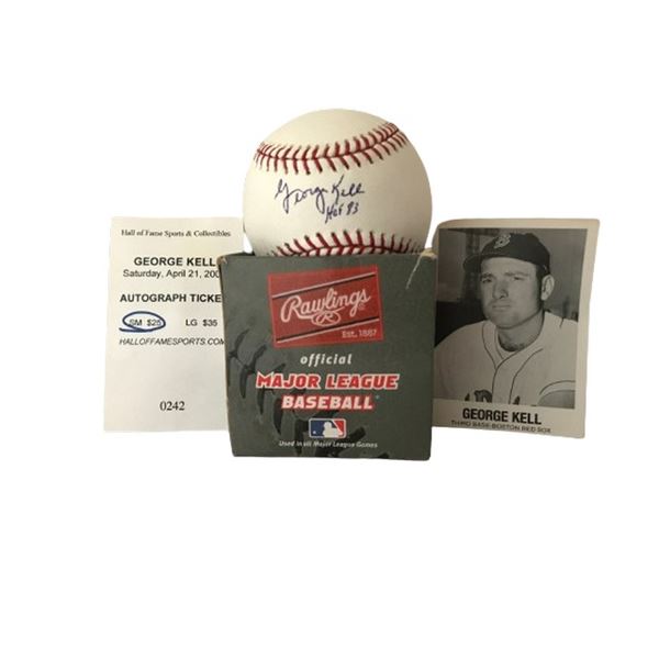 George Kell Signed Baseball, Trading Card and Signed Ticket