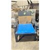 Image 2 : PATIOFLARE WHYLIE BLACK 3PCS PLASTIC RATTAN OUTDOOR PATIO CHAT SET WITH BLUE CUSHIONS *IN BOX*