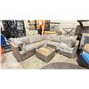 Image 1 : PATIOFLARE NAPIER PF-CS240-BR MO BROWN PLASTIC RATTAN 6PCS OUTDOOR PATIO SECTIONAL SET WITH BEIGE