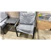 Image 2 : PATIOFLARE SAM 3 PC BLACK CAST ALUMINUM OUTDOOR PATIO CHAT SET WITH GREY CUSHIONS *IN BOX*