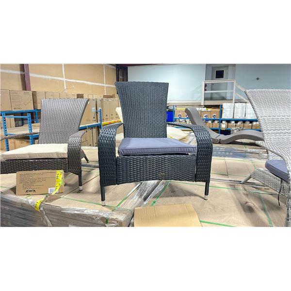 PATIOFLARE BLACK COMFORT MUSKOKA OUTDOOR PATIO CHAIR WITH GREY CUSHION ( PF-CH338C-BK ) *IN BOX*