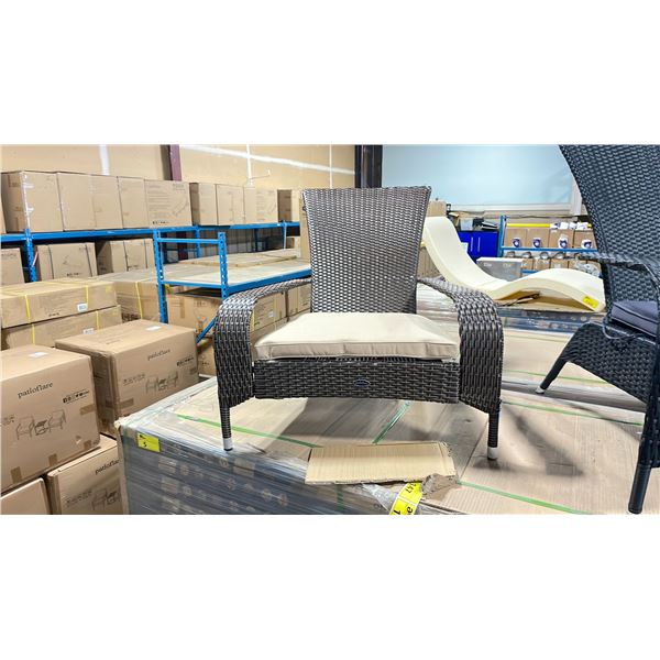 PATIOFLARE BROWN MUSKOKA OUTDOOR PATIO CHAIR WITH BEIGE CUSHION ( PF-CH338-BR ) *IN BOX*