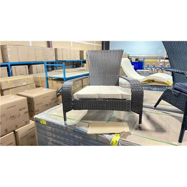 PATIOFLARE BROWN MUSKOKA OUTDOOR PATIO CHAIR WITH BEIGE CUSHION ( PF-CH338-BR ) *IN BOX*