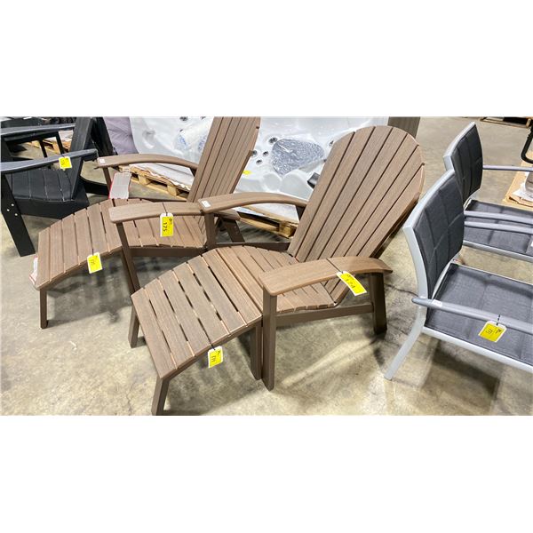 WOOD GRAIN COMPOSITE OUTDOOR ADIRONDACK CHAIR WITH OTTOMAN