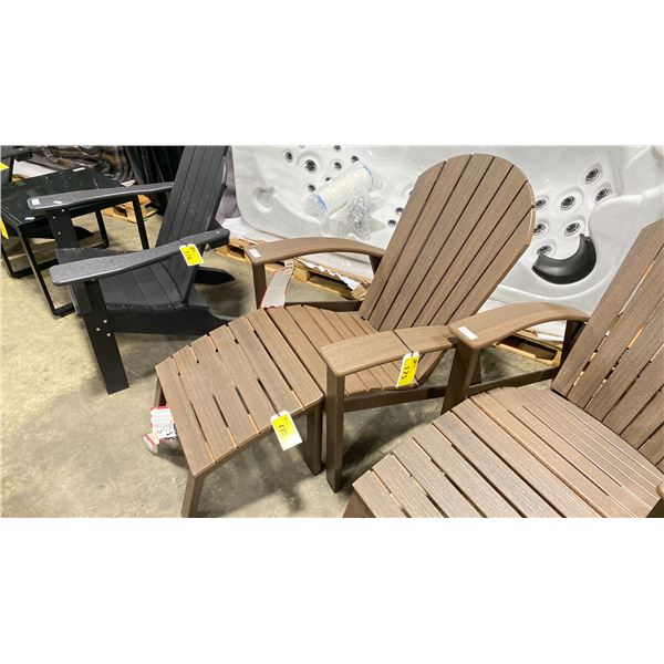 WOOD GRAIN COMPOSITE OUTDOOR ADIRONDACK CHAIR WITH OTTOMAN