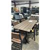 Image 1 : BROWN EMBOSSED GRAIN TOP OUTDOOR PATIO TABLE WITH UMBRELLA HOLDER ( 64"W X 32"D X 29"H )