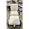Image 2 : MALLIN MODELED BROWN CAST ALUMINUM BEIGE CUSHIONED OUTDOOR PATIO SWIVEL ARM CHAIR WITH CAST