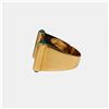 Image 3 : Large 18k Yellow Gold Moissanite & Emerald Ring by Carlo Rici