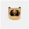 Image 4 : Large 18k Yellow Gold Moissanite & Emerald Ring by Carlo Rici