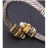 Image 3 : Vintage Sterling Silver & 18K Gold Crossover Bracelet with Natural Pearls