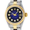 Image 1 : Rolex Ladies Quickset Two Tone Blue Vignette Diamond Oyster Band Datejust Wristw