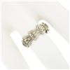 Image 3 : Unique Vintage 14K White Gold Floral Work Wavy Scrunched Eternity Band Ring Sz 5